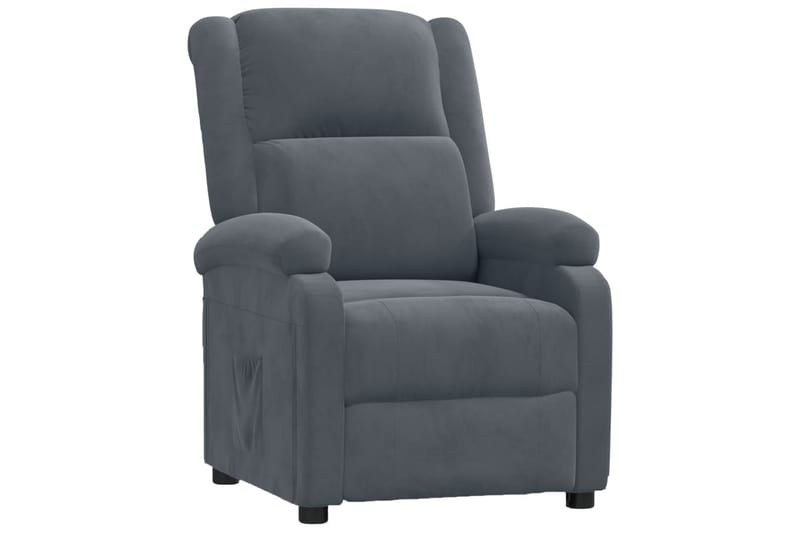 beBasic lænestol fløjl mørkegrå - GrÃ¥ - Møbler - Stole & lænestole - Lænestole - Recliner lænestol