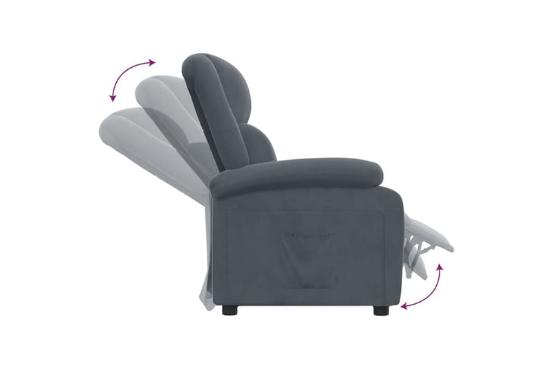 beBasic lænestol fløjl mørkegrå - GrÃ¥ - Møbler - Stole & lænestole - Lænestole - Recliner lænestol
