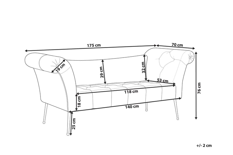 Bethely Chaiselong 175 cm - Guld/Rød - Møbler - Sofaer - Daybed