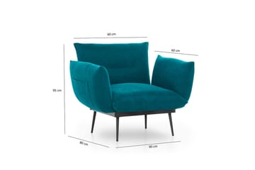 Bramelia Moderne Lænestol i Ruskind med Metalben - Grøn - Møbler - Stole & lænestole - Lænestole
