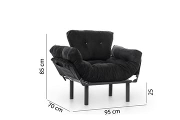 Bramelia Moderne Lænestol i Stof med Metalstel - Sort - Møbler - Stole & lænestole - Lænestole