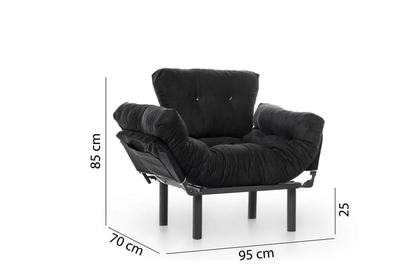 Bramelia Moderne Lænestol i Stof med Metalstel - Sort - Møbler - Stole & lænestole - Lænestole