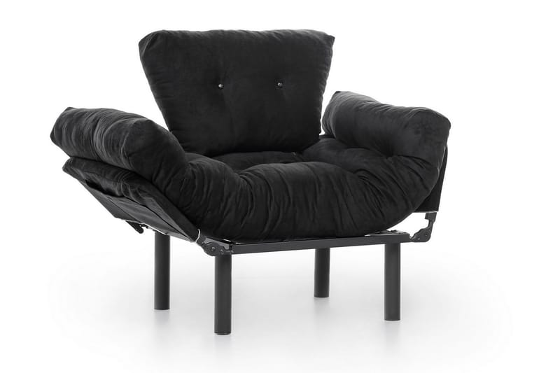 Bramelia Moderne Lænestol i Stof med Metalstel - Sort - Møbler - Stole & lænestole - Lænestole