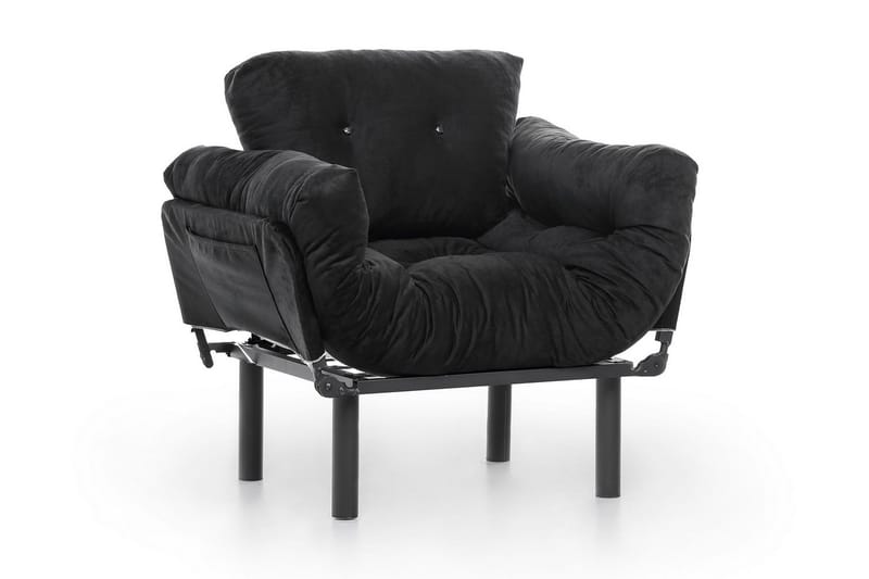 Bramelia Moderne Lænestol i Stof med Metalstel - Sort - Møbler - Stole & lænestole - Lænestole