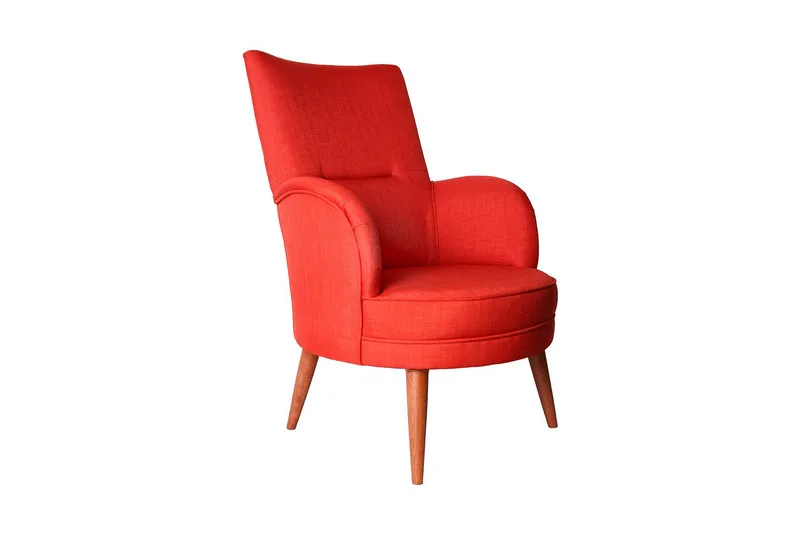 Brandn Lænestol med Armlæn, Rød