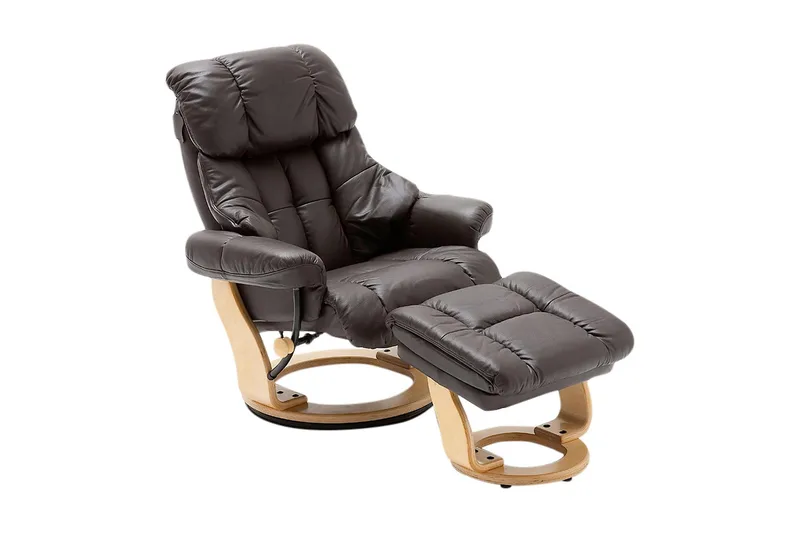 Calgary Lænestol med Fodskammel Natur - Læder/PVC Brun - Møbler - Stole & lænestole - Lænestole - Recliner lænestol