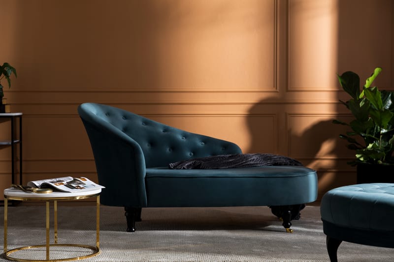 Dahlia Classic Chaiselong - Blågrøn Velour - Møbler - Stole & lænestole - Lænestole - Chaiselong lænestol & Divan lænesto