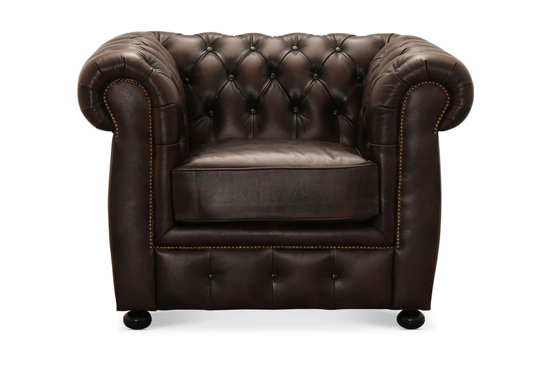Birmingham lænestol - Lænestol læder / spalt brun - Møbler - Stole & lænestole - Lænestole - Chesterfield lænestole