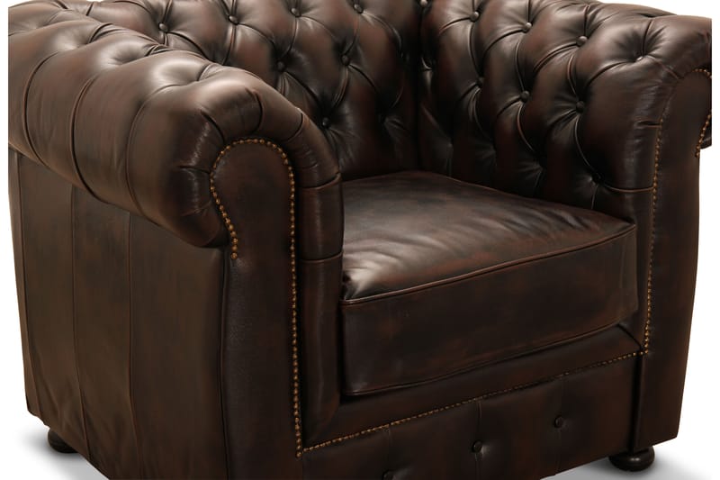 Birmingham lænestol - Lænestol læder / spalt brun - Møbler - Stole & lænestole - Lænestole - Chesterfield lænestole