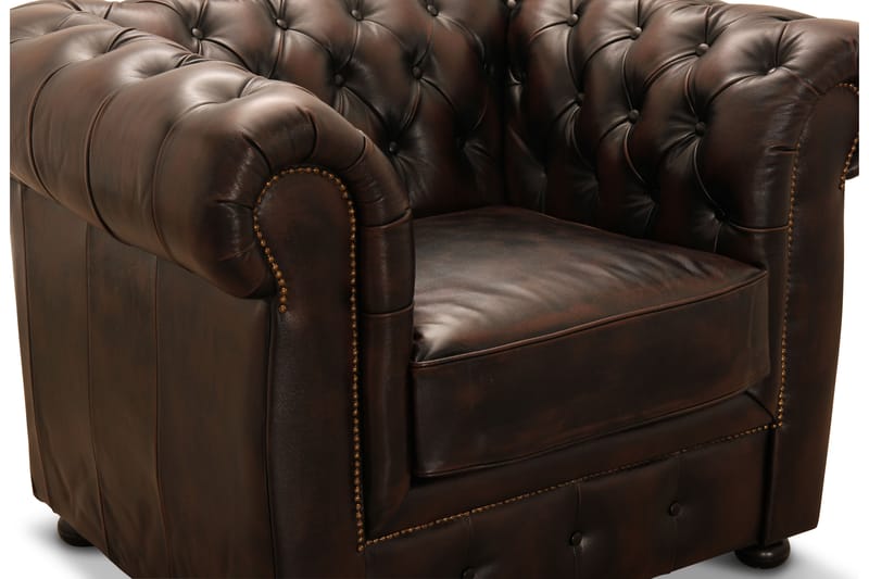 Birmingham lænestol - Lænestol læder / spalt brun - Chesterfield lænestole