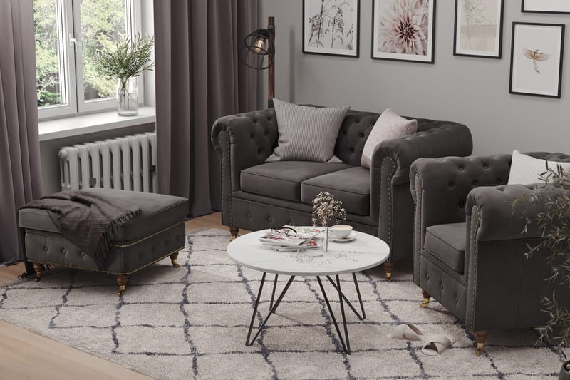 Chesterfield Deluxe Lænestol - Grå - Møbler - Stole & lænestole - Lænestole - Chesterfield lænestole