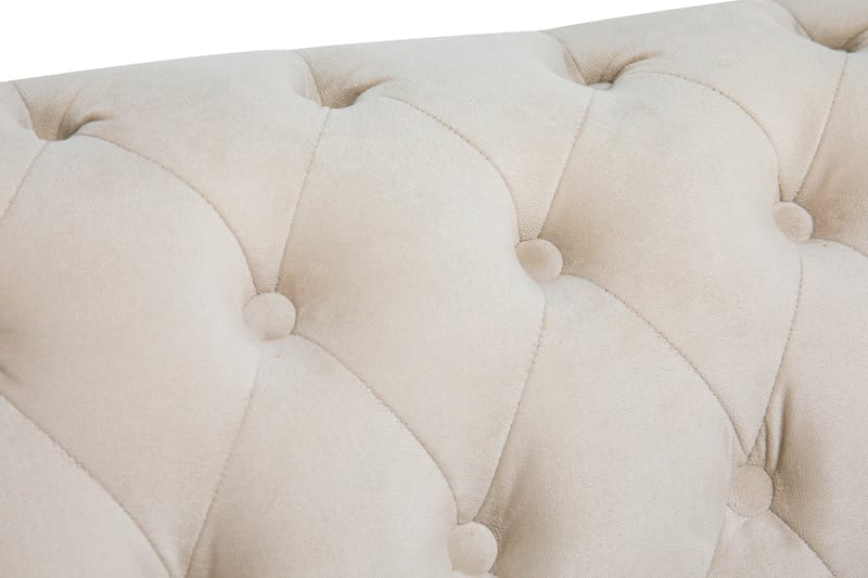 Chesterfield Deluxe Lænestol med Puf - Velour Beige - Møbler - Stole & lænestole - Lænestole - Chesterfield lænestole