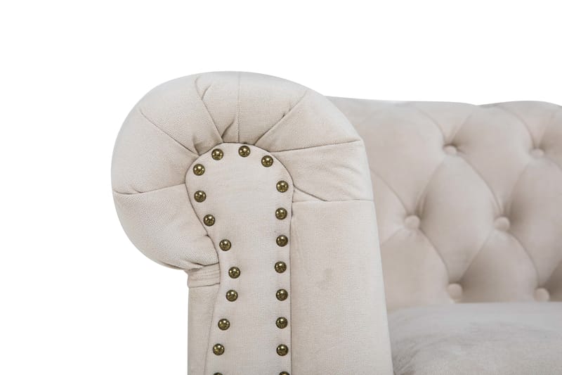 Chesterfield Deluxe Lænestol med Puf - Velour Beige - Møbler - Stole & lænestole - Lænestole - Chesterfield lænestole
