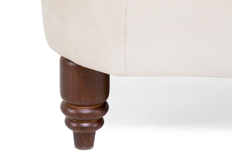 Chesterfield Deluxe Lænestol med Puf - Velour Beige - Chesterfield lænestole