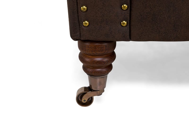 Chesterfield Deluxe Lænestol med Puf - Vintage Mørkebrun - Møbler - Stole & lænestole - Lænestole - Læderstol