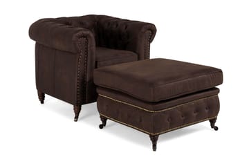 Chesterfield Deluxe Lænestol med Puf