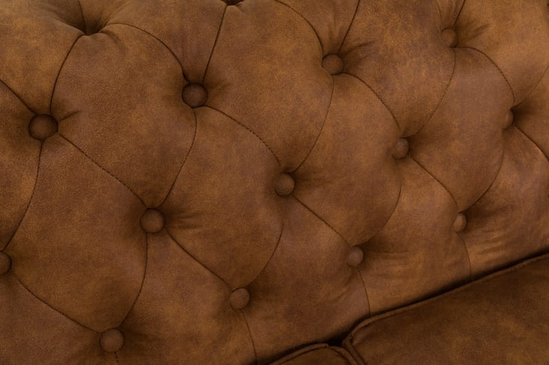 Chesterfield Deluxe Lænestol med Puf - Vintage Cognac - Læderstol - Chesterfield lænestole