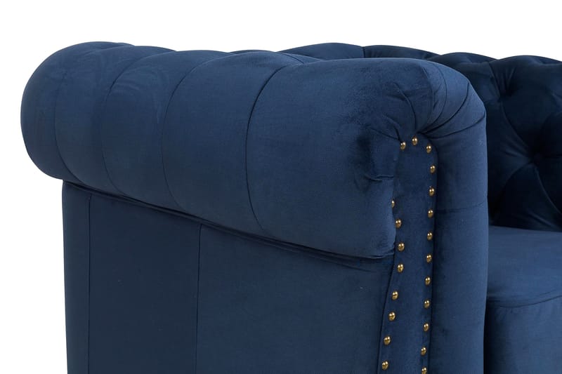 Chesterfield Deluxe Lænestol - Velour Petrolblå - Chesterfield lænestole