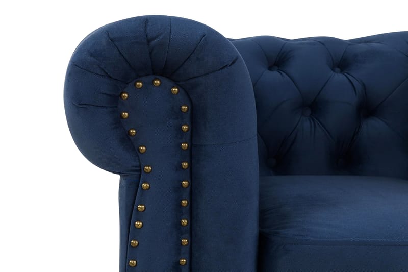 Chesterfield Deluxe Lænestol - Velour Petrolblå - Chesterfield lænestole