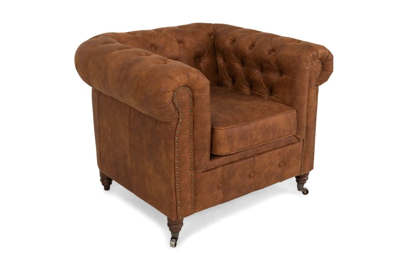 Chesterfield Deluxe Lænestol Vintage - Cognac - Læderstol - Chesterfield lænestole