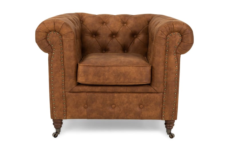 Chesterfield Deluxe Lænestol Vintage - Cognac - Læderstol - Chesterfield lænestole