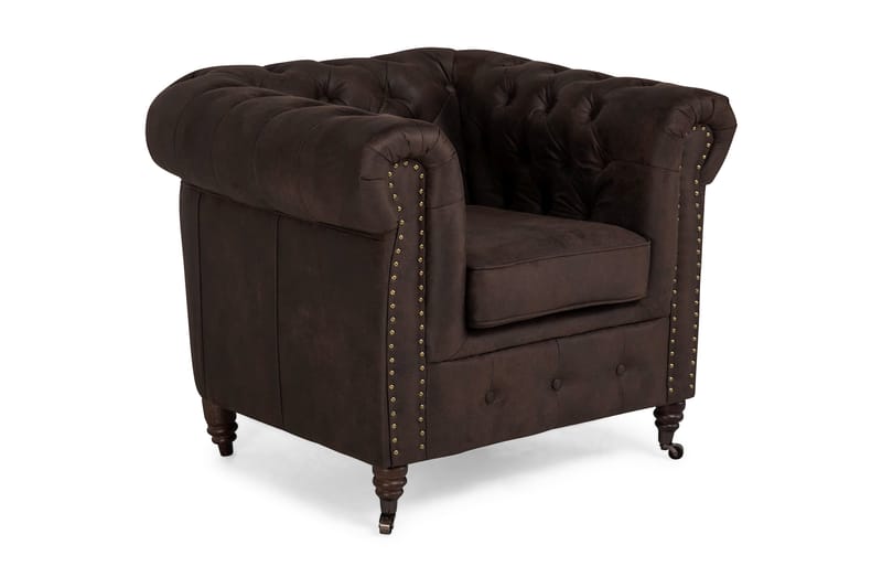 Chesterfield Deluxe Lænestol Vintage - Mørkebrun - Læderstol - Chesterfield lænestole