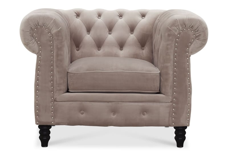 CHESTERFIELD-Lyx Lænestol Velour Sand - Møbler - Stole & lænestole - Lænestole - Chesterfield lænestole