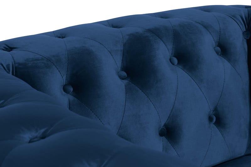 Chesterfield Lyx Stor behagelig dyb fløjlsfotel – Fotel til stuen - Blå Velour - Møbler - Stole & lænestole - Lænestole - Chesterfield lænestole