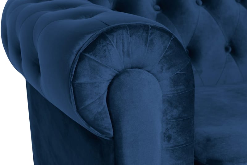 Chesterfield Lyx Stor behagelig dyb fløjlsfotel – Fotel til stuen - Blå Velour - Møbler - Stole & lænestole - Lænestole - Chesterfield lænestole