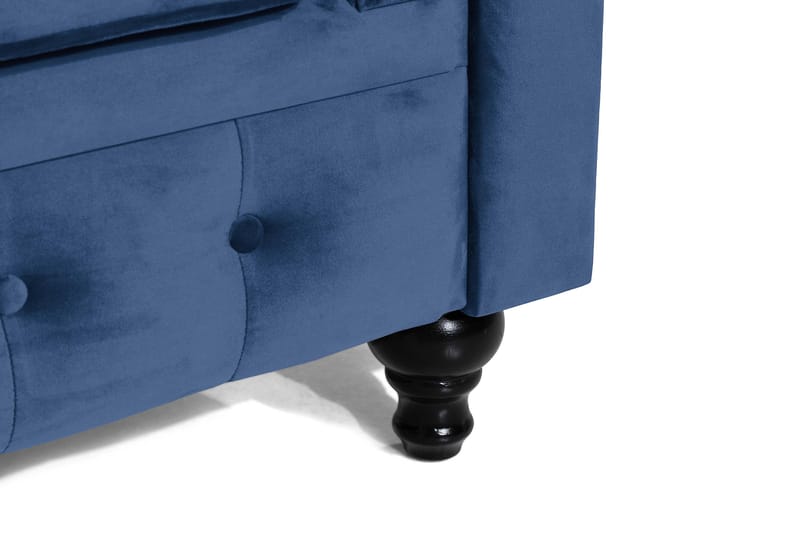 Chesterfield Lyx Stor behagelig dyb fløjlsfotel – Fotel til stuen - Blå Velour - Møbler - Stole & lænestole - Lænestole - Chesterfield lænestole