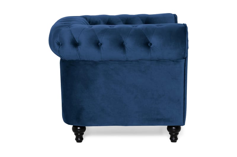 Chesterfield Lyx Stor behagelig dyb fløjlsfotel – Fotel til stuen - Blå Velour - Møbler - Stole & lænestole - Lænestole - Chesterfield lænestole