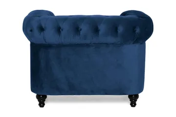 Chesterfield Lyx Stor behagelig dyb fløjlsfotel – Fotel til stuen - Blå - Møbler - Stole & lænestole - Lænestole - Chesterfield lænestole