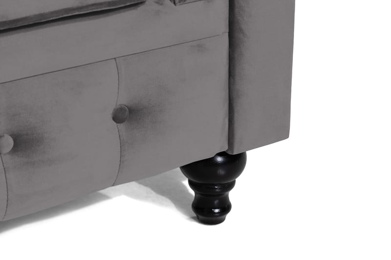 Chesterfield Lyx Stor behagelig dyb fløjlsfotel – Fotel til stuen - Mørkegrå Velour - Møbler - Stole & lænestole - Lænestole - Chesterfield lænestole