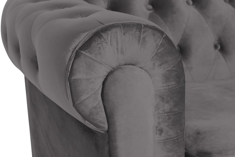 Chesterfield Lyx Stor behagelig dyb fløjlsfotel – Fotel til stuen - Mørkegrå Velour - Møbler - Stole & lænestole - Lænestole - Chesterfield lænestole