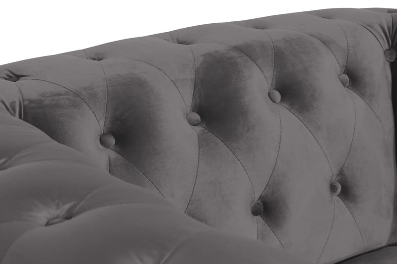 Chesterfield Lyx Stor behagelig dyb fløjlsfotel – Fotel til stuen - Mørkegrå Velour - Møbler - Stole & lænestole - Lænestole - Chesterfield lænestole