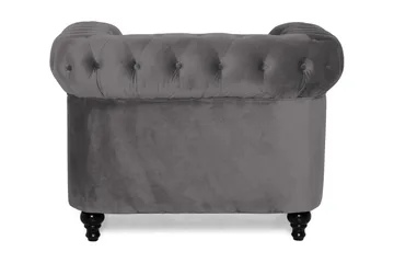 Chesterfield Lyx Stor behagelig dyb fløjlsfotel – Fotel til stuen - Mørkegrå - Møbler - Stole & lænestole - Lænestole - Chesterfield lænestole