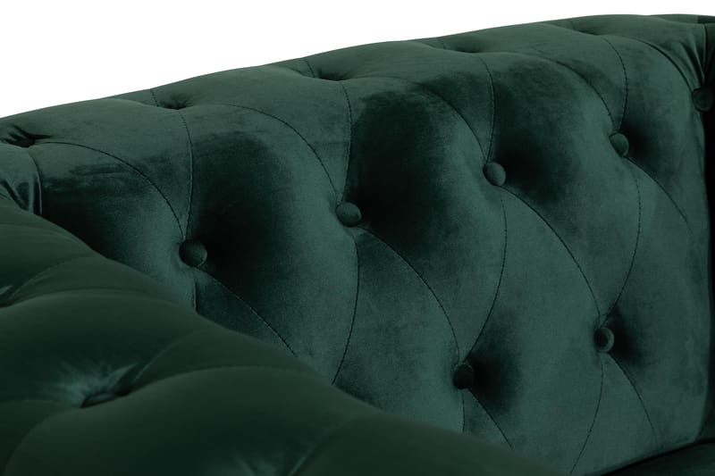 Chesterfield Lyx Stor behagelig dyb fløjlsfotel – Fotel til stuen - Mørkegrøn Velour - Møbler - Stole & lænestole - Lænestole - Chesterfield lænestole