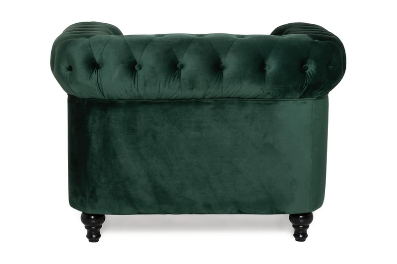 Chesterfield Lyx Stor behagelig dyb fløjlsfotel – Fotel til stuen - Mørkegrøn Velour - Møbler - Stole & lænestole - Lænestole - Chesterfield lænestole