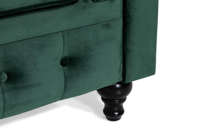 Chesterfield Lyx Stor behagelig dyb fløjlsfotel – Fotel til stuen - Mørkegrøn Velour - Møbler - Stole & lænestole - Lænestole - Chesterfield lænestole