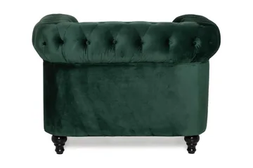 Chesterfield Lyx Stor behagelig dyb fløjlsfotel – Fotel til stuen - Mørkegrøn - Møbler - Stole & lænestole - Lænestole - Chesterfield lænestole