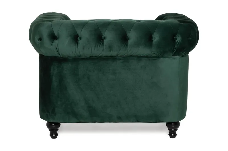 Chesterfield Lyx Stor behagelig dyb fløjlsfotel – Fotel til stuen - Mørkegrøn - Møbler - Stole & lænestole - Lænestole - Chesterfield lænestole