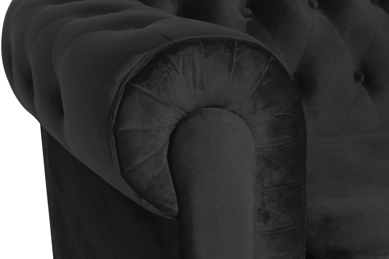 Chesterfield Lyx Stor behagelig dyb fløjlsfotel – Fotel til stuen - Sort Velour - Møbler - Stole & lænestole - Lænestole - Chesterfield lænestole