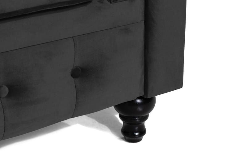 Chesterfield Lyx Stor behagelig dyb fløjlsfotel – Fotel til stuen - Sort Velour - Møbler - Stole & lænestole - Lænestole - Chesterfield lænestole