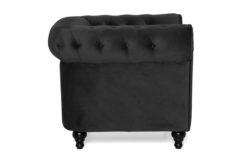 Chesterfield Lyx Stor behagelig dyb fløjlsfotel – Fotel til stuen - Sort Velour - Møbler - Stole & lænestole - Lænestole - Chesterfield lænestole