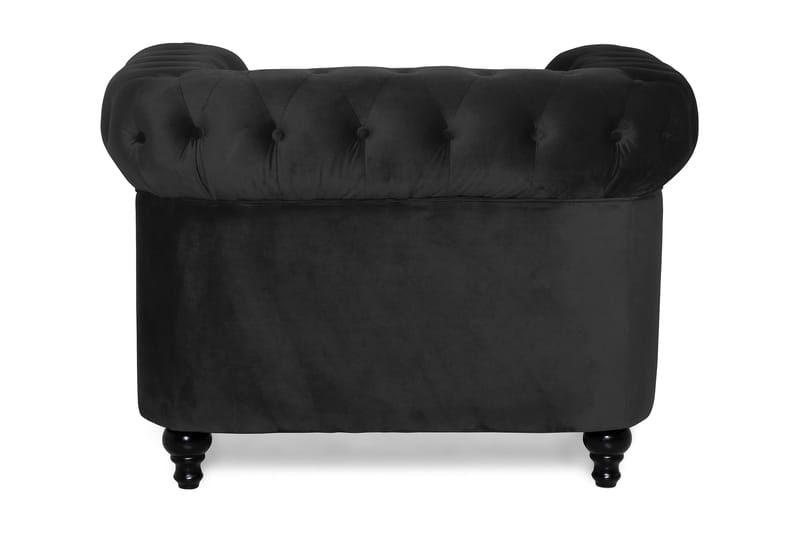 Chesterfield Lyx Stor behagelig dyb fløjlsfotel – Fotel til stuen - Sort - Møbler - Stole & lænestole - Lænestole - Chesterfield lænestole
