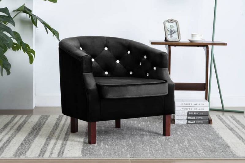 Lænestol Fløjlspolstring 65 X 64 X 65 Cm Sort - Sort - Møbler - Stole & lænestole - Lænestole - Chesterfield lænestole