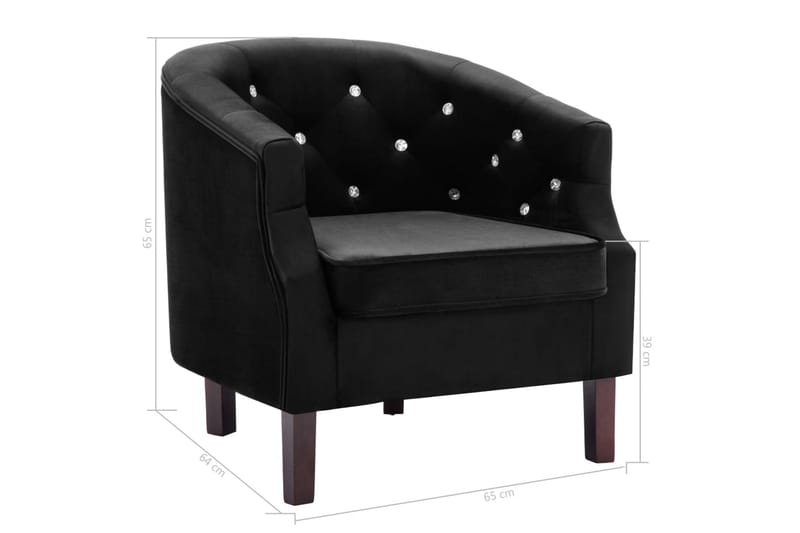 Lænestol Fløjlspolstring 65 X 64 X 65 Cm Sort - Sort - Møbler - Stole & lænestole - Lænestole - Chesterfield lænestole