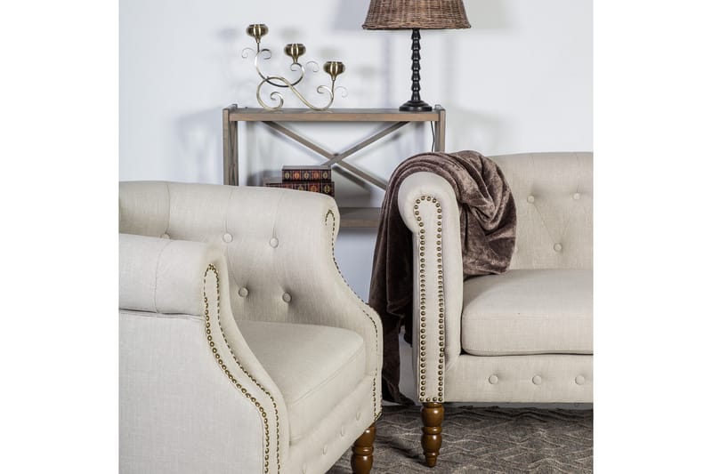 Lænestol HOLMES 83x75x78cm farve: beige - Møbler - Stole & lænestole - Lænestole - Chesterfield lænestole