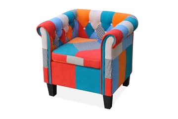 Lænestol Med Patchworkdesign Stof - Flerfarvet - Møbler - Stole & lænestole - Lænestole - Chesterfield lænestole