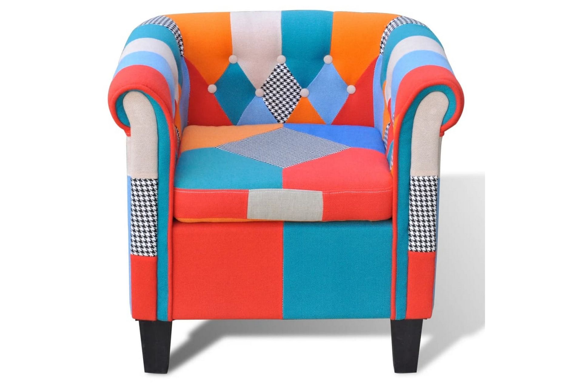 Lænestol Med Patchworkdesign Stof - Flerfarvet - Møbler - Stole & lænestole - Lænestole - Chesterfield lænestole